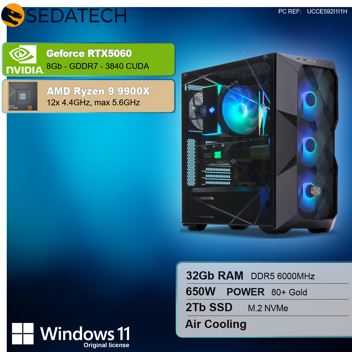 Gaming PC, AMD Ryzen 9 9900X, Geforce RTX5060 Gaming PC, AMD Ryzen 9 9900X, Geforce RTX5060
