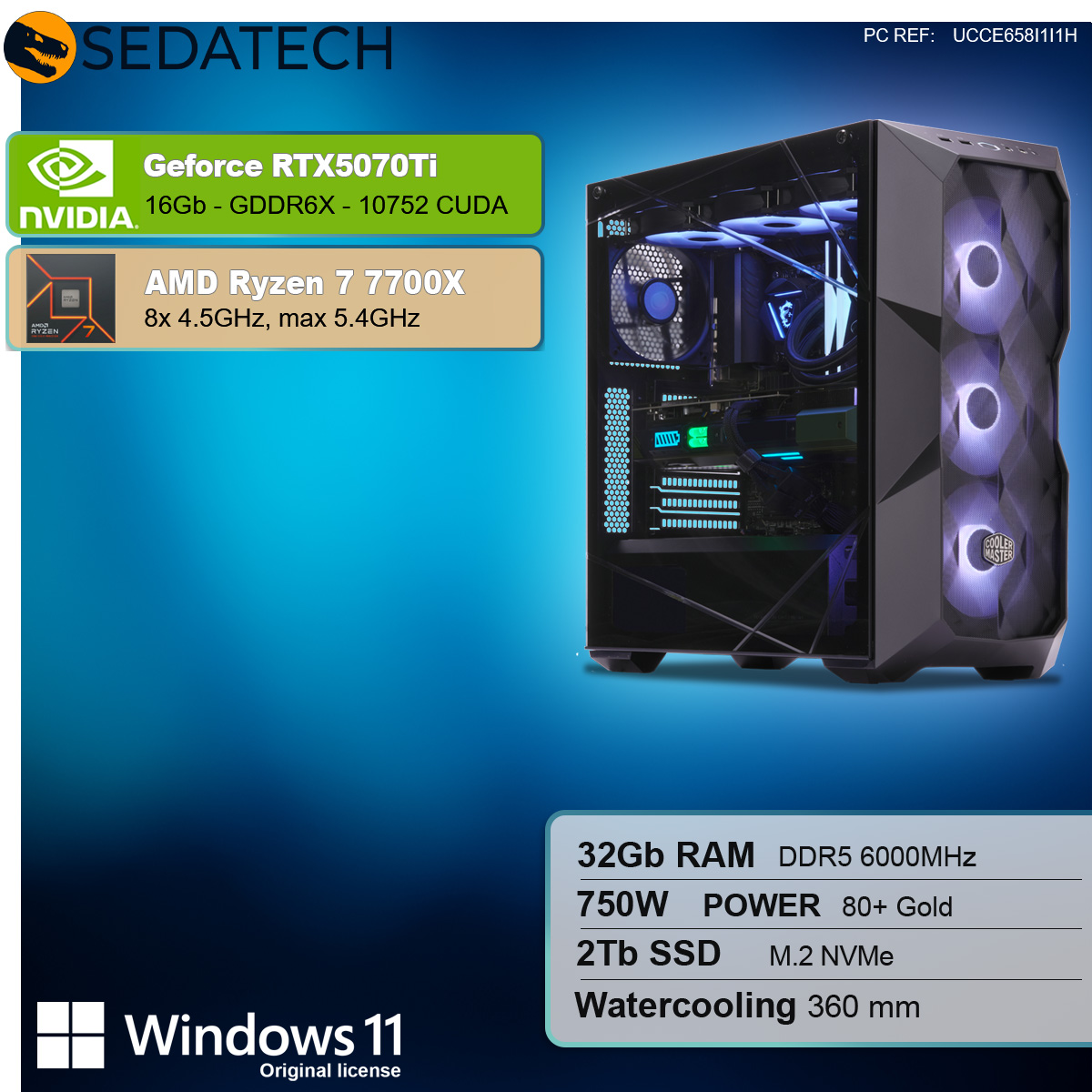 Gaming PC, AMD Ryzen 7 7700X, Geforce RTX5070Ti