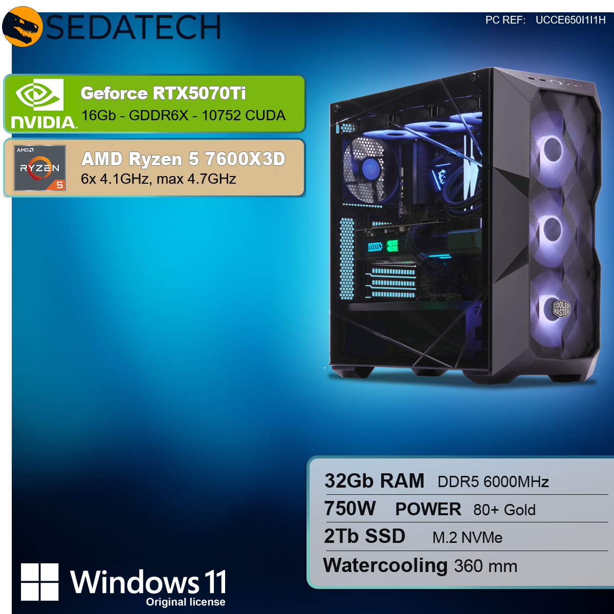 Gaming PC, AMD Ryzen 5 7600X3D, Geforce RTX5070Ti Gaming PC, AMD Ryzen 5 7600X3D, Geforce RTX5070Ti