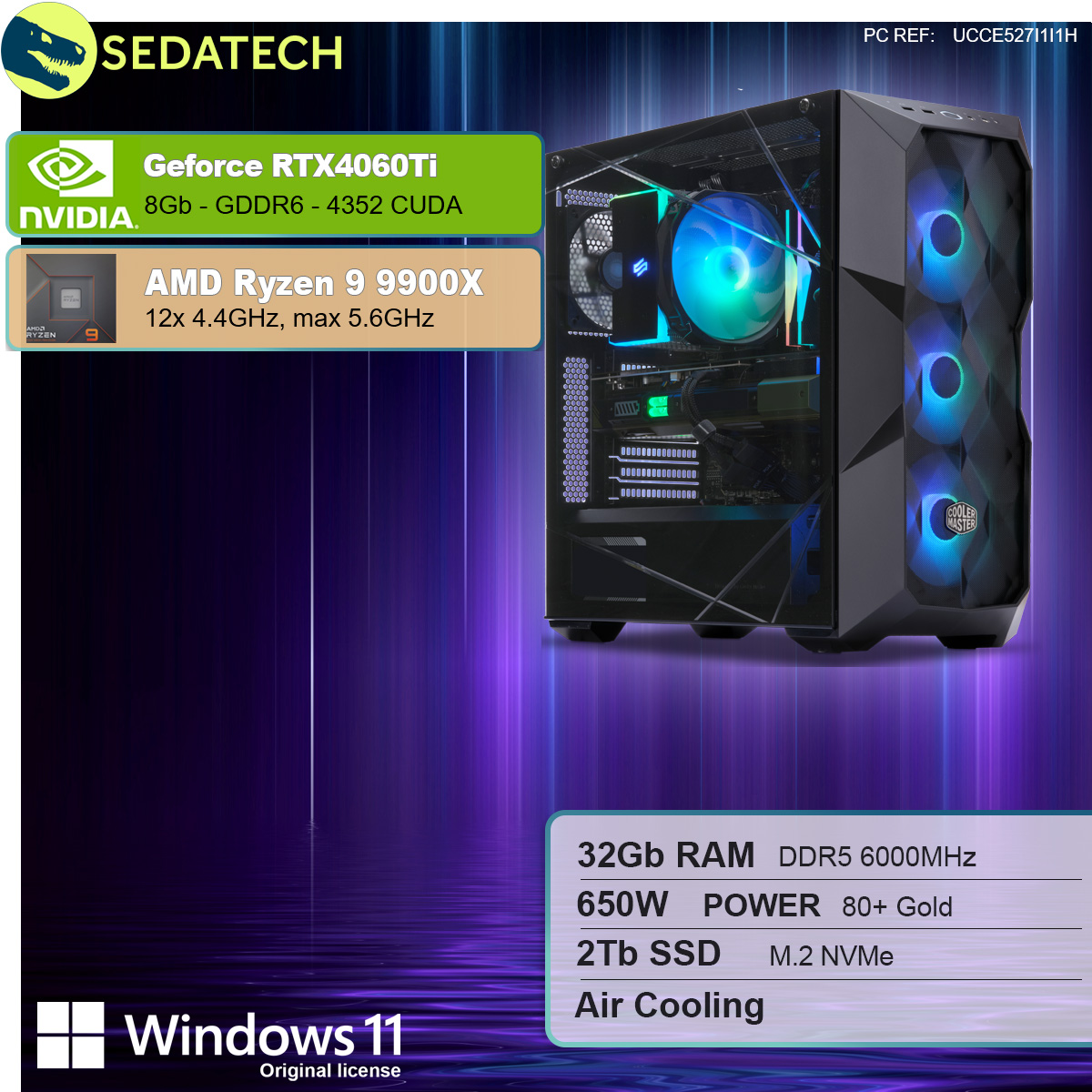 Gaming PC, AMD Ryzen 9 9900X, Geforce RTX4060Ti Gaming PC, AMD Ryzen 9 9900X, Geforce RTX4060Ti