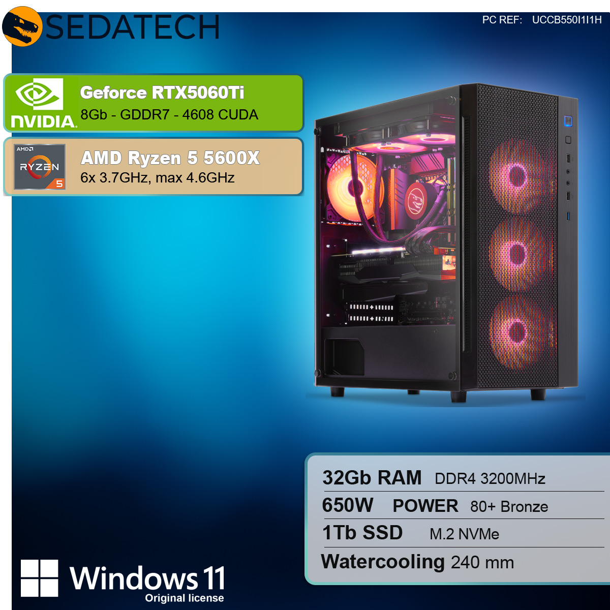 Gaming PC, AMD Ryzen 5 5600X, Geforce RTX5060Ti Gaming PC, AMD Ryzen 5 5600X, Geforce RTX5060Ti