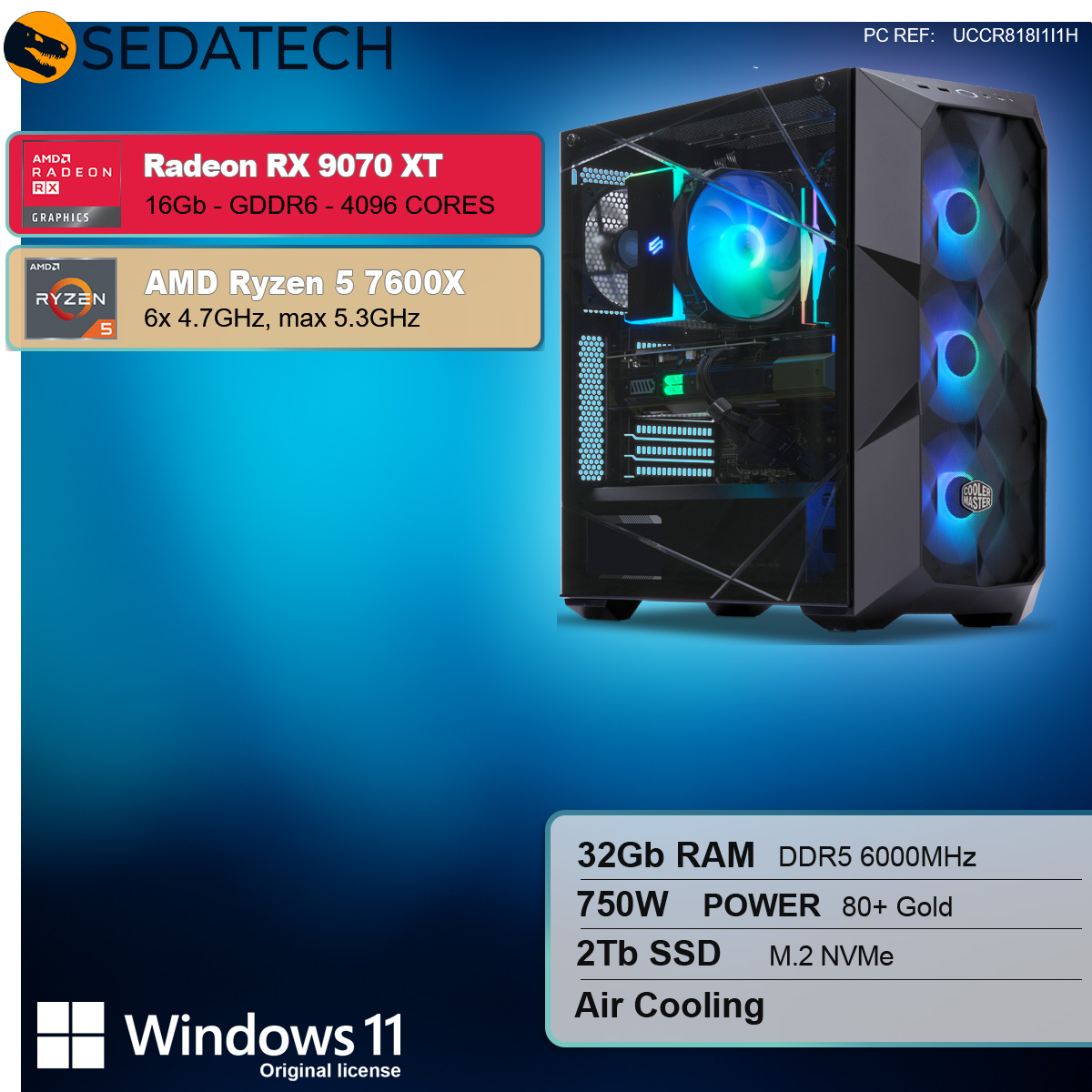 Gaming PC, AMD Ryzen 5 7600X, Radeon RX 9070XT Gaming PC, AMD Ryzen 5 7600X, Radeon RX 9070XT