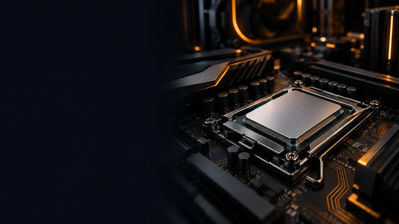 Prozessor im Sockel eines Mainboards