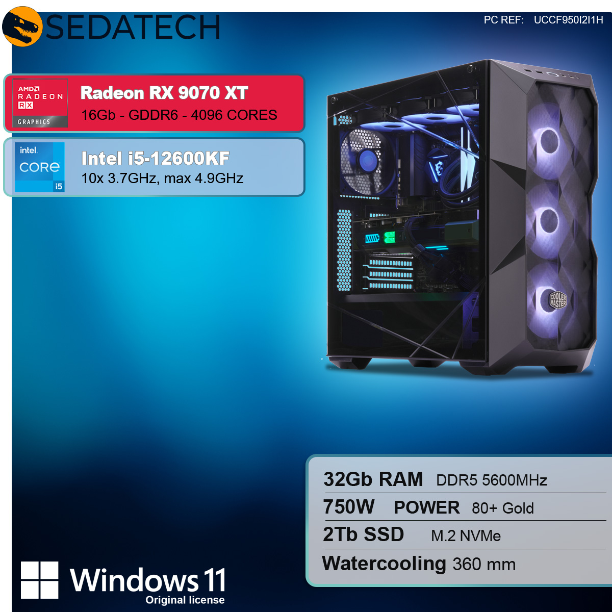 Gaming PC, Intel i5-12600KF, Radeon RX 9070XT