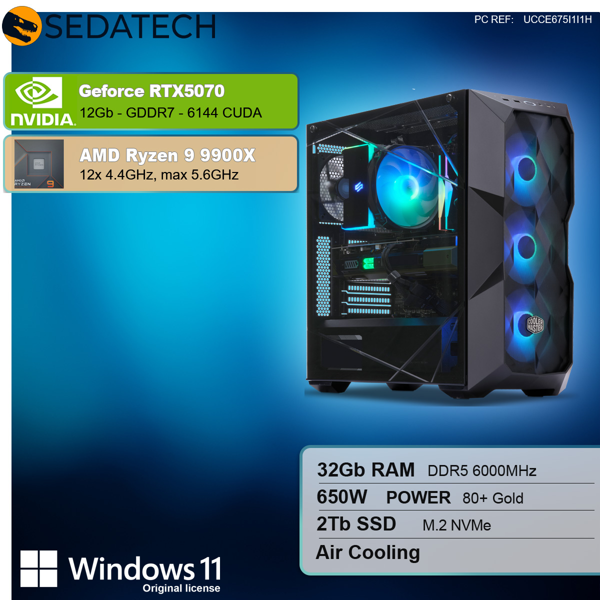 Gaming PC, AMD Ryzen 9 9900X, Geforce RTX5070 Gaming PC, AMD Ryzen 9 9900X, Geforce RTX5070