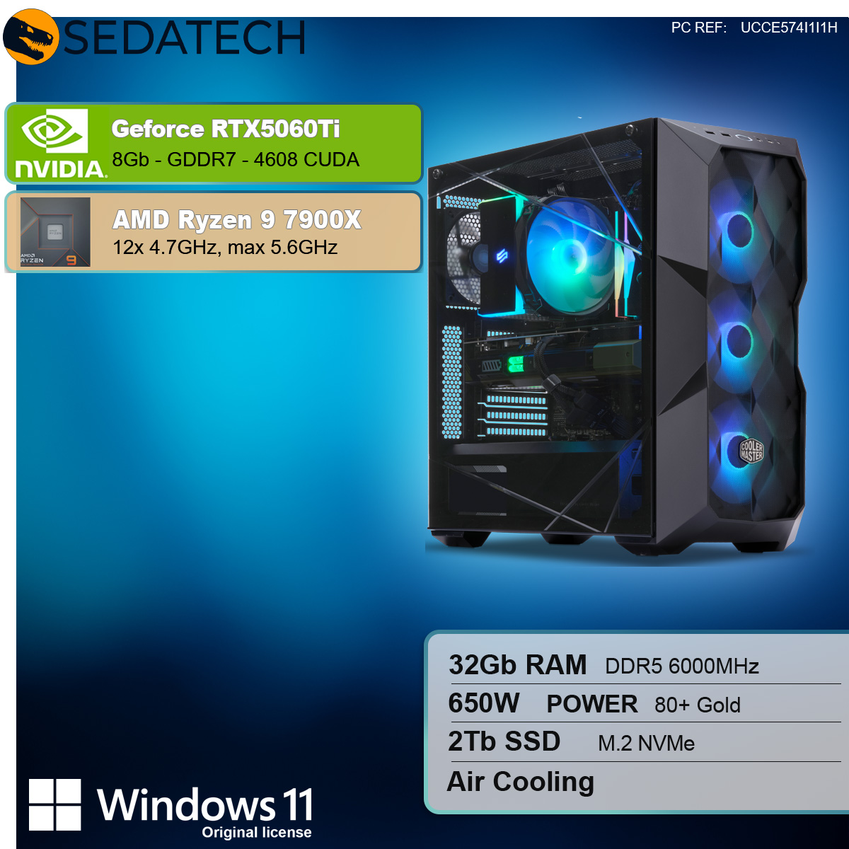 Gaming PC, AMD Ryzen 9 7900X, Geforce RTX5060Ti Gaming PC, AMD Ryzen 9 7900X, Geforce RTX5060Ti
