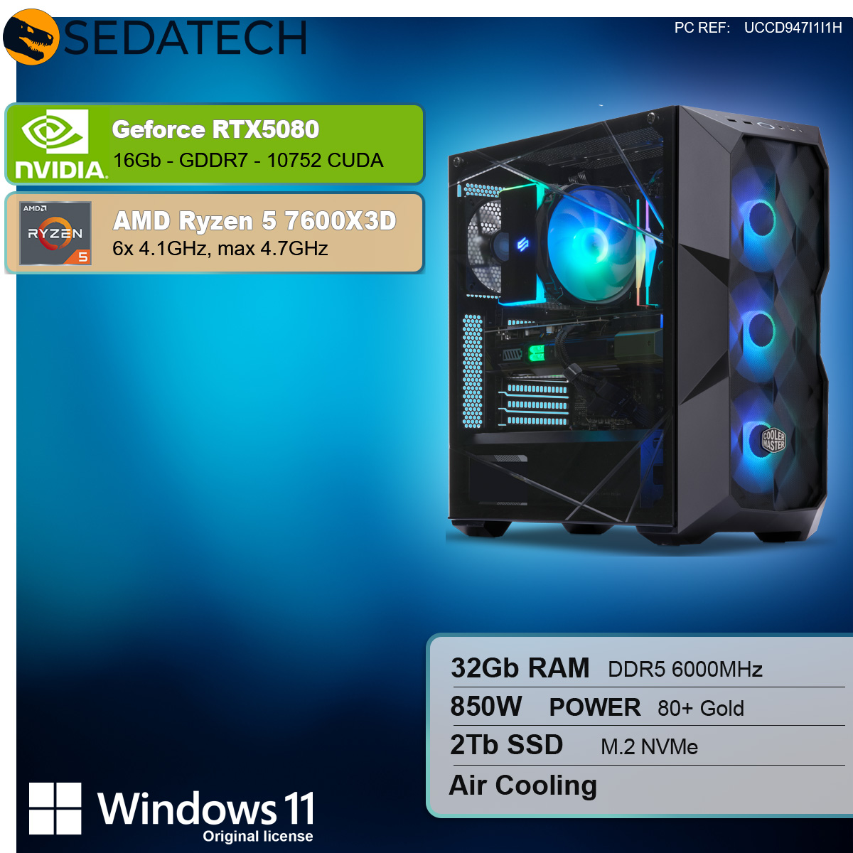 Gaming PC, AMD Ryzen 5 7600X3D, Geforce RTX5080 Gaming PC, AMD Ryzen 5 7600X3D, Geforce RTX5080