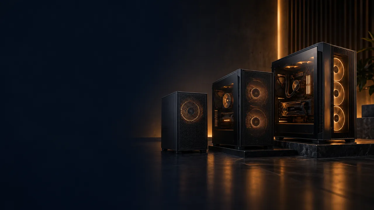 Drei Gaming-PCs in unterschiedlichen Größen