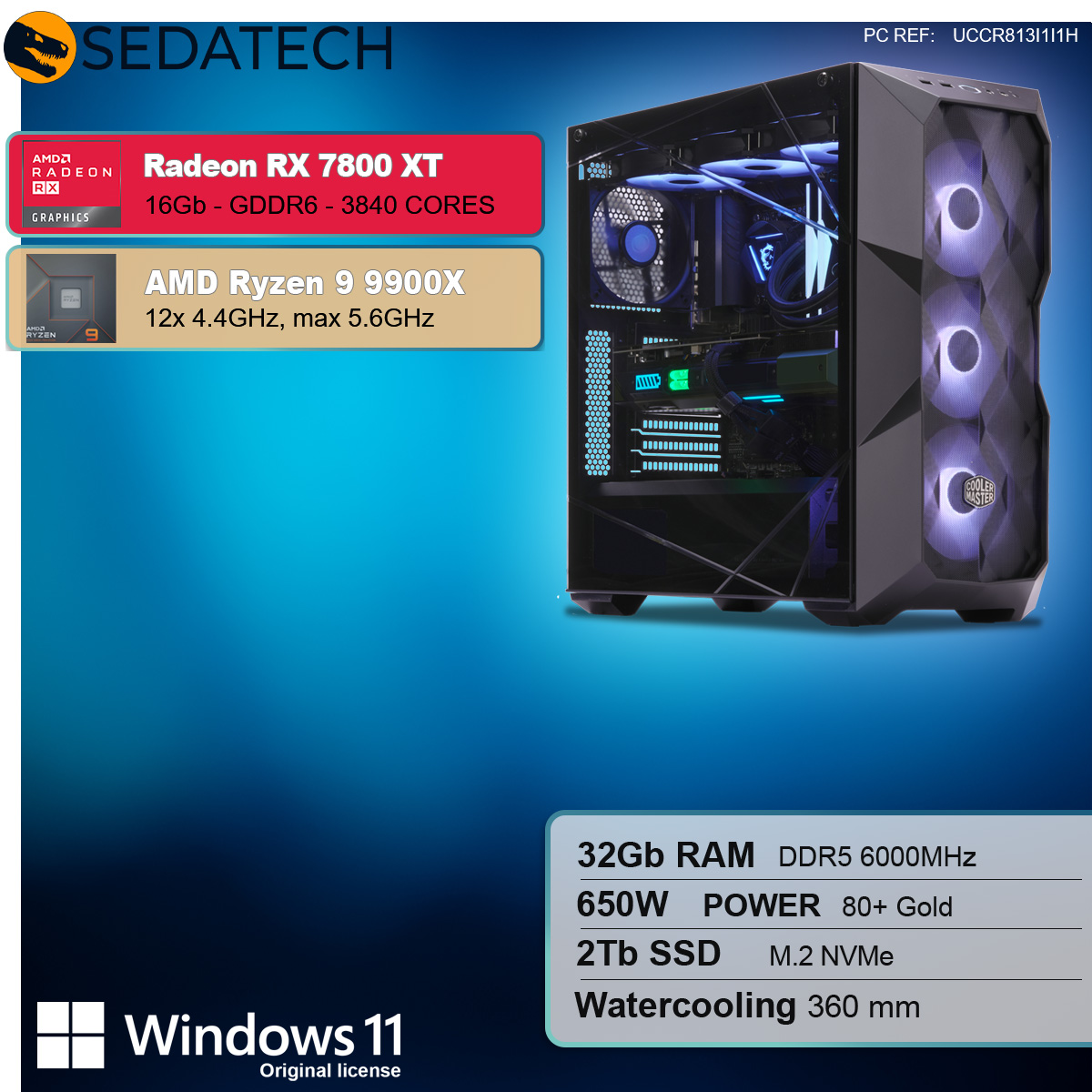 Gaming PC, AMD Ryzen 9 9900X, Radeon RX 7800XT Gaming PC, AMD Ryzen 9 9900X, Radeon RX 7800XT