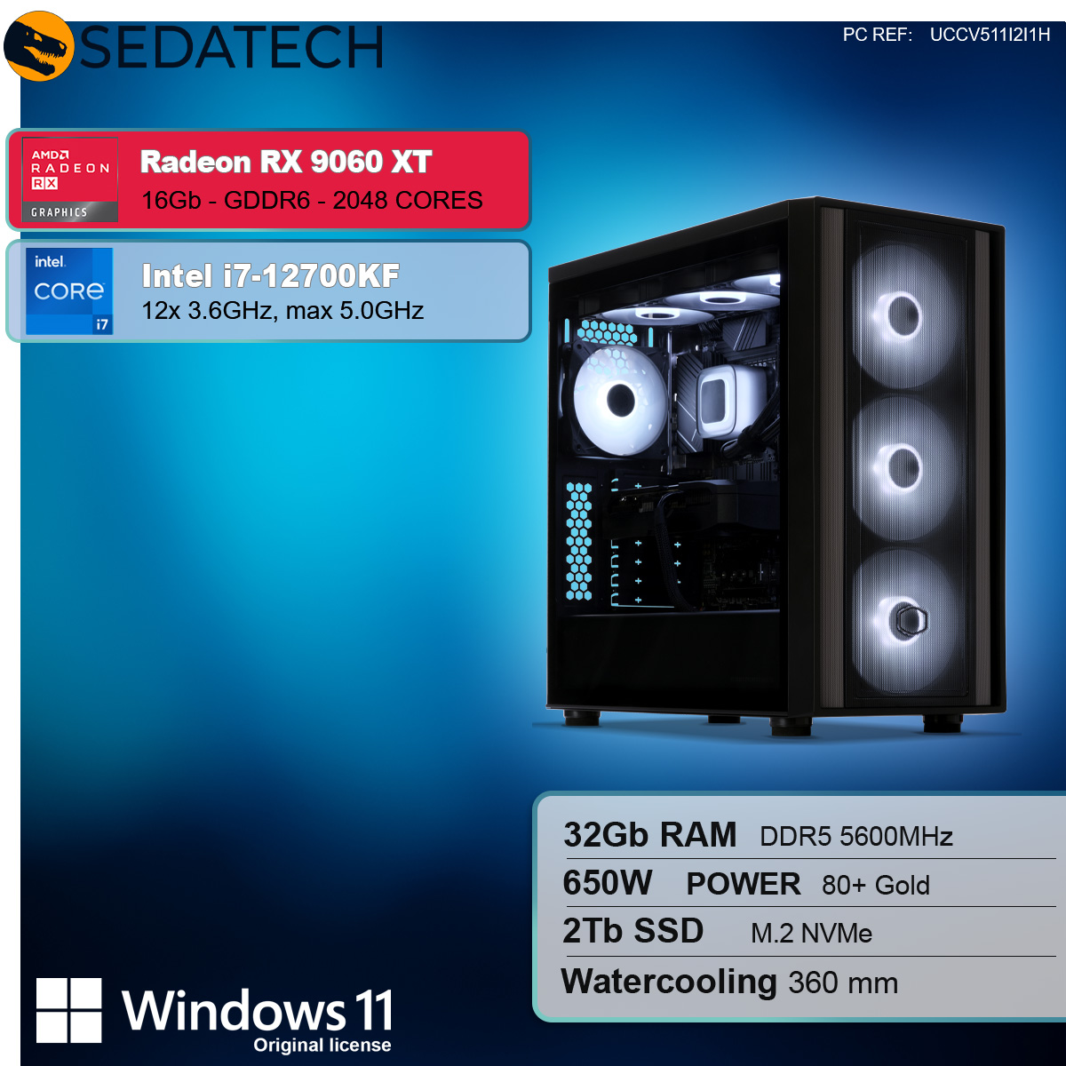 Gaming PC, Intel i7-12700KF, Radeon RX 9060XT